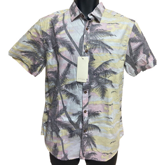 Zip Code Mens Hawaiian Shirt Size Large Short Sleeve Button Down New NWT Floral - Picture 1 of 11